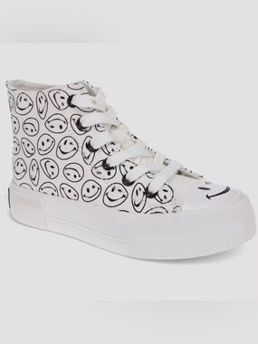 Joe Boxer Kids' Sneakers Smiley Face Pattern Size 4
